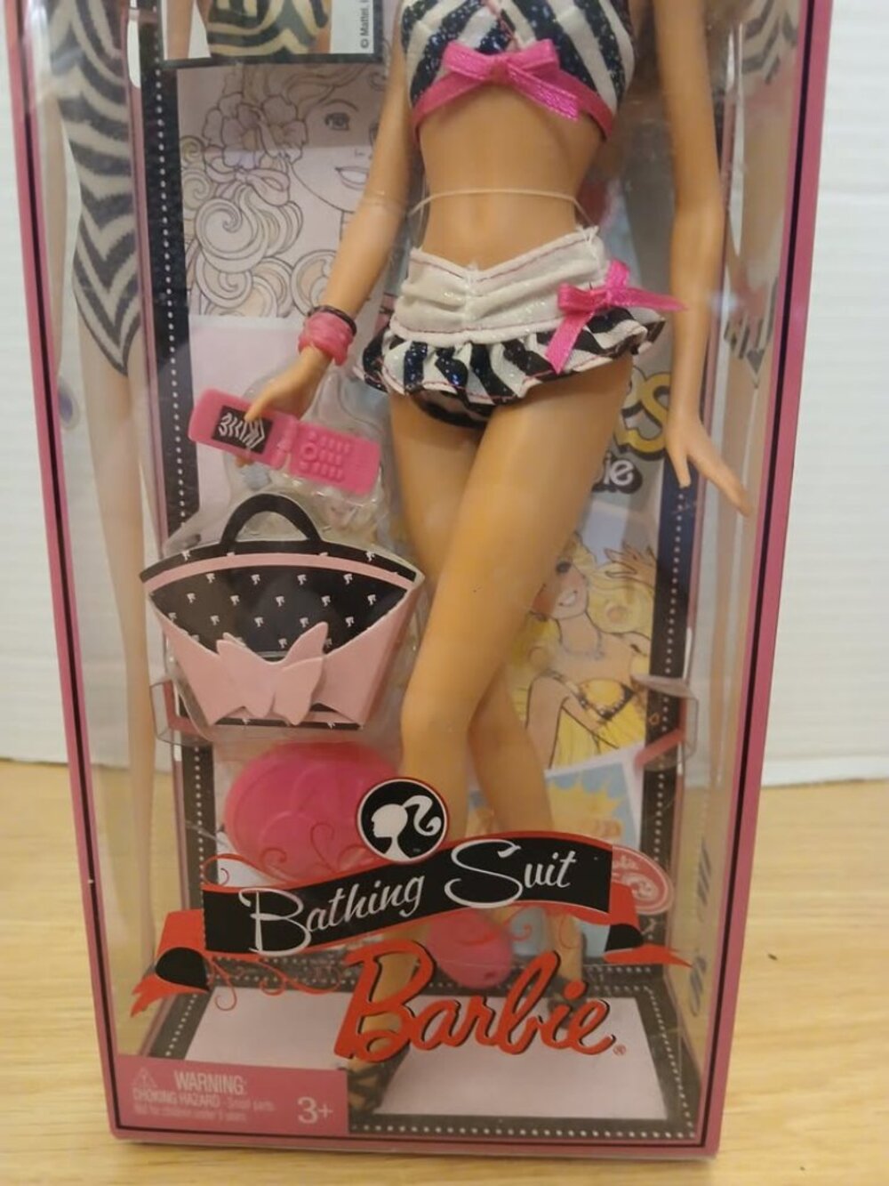 Barbie Then Now 1959-2009 Bathing Suit Zebra Pink Bikini  Doll - Picture 3 of 10